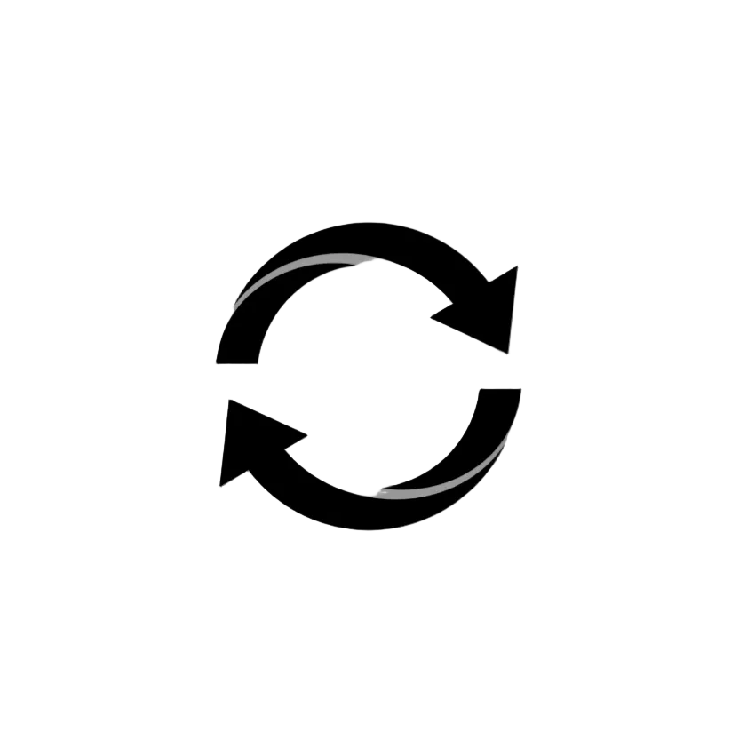 Two black arrows forming a circular loop on a white background